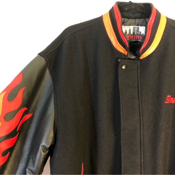 Identity Jackets & Coats Identity Mens Snapon Flame Leather Wool